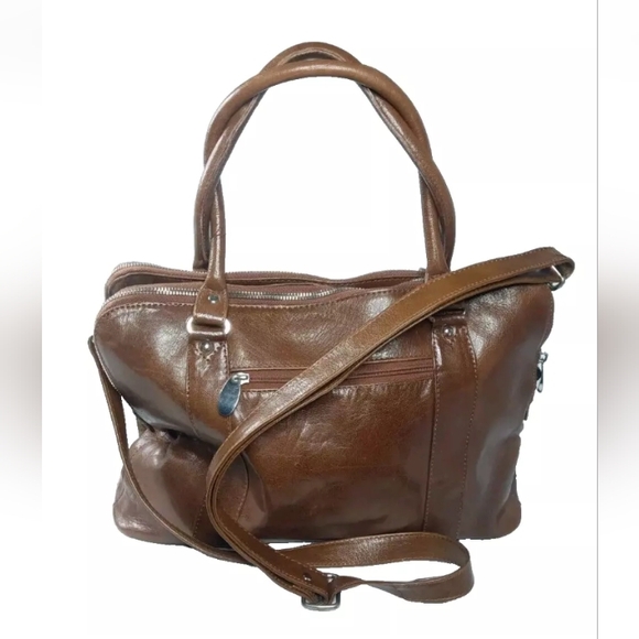 Ashwood Gina Leather Handbag 3 Section Large Work Handbag~Brown - Picture 2 of 9